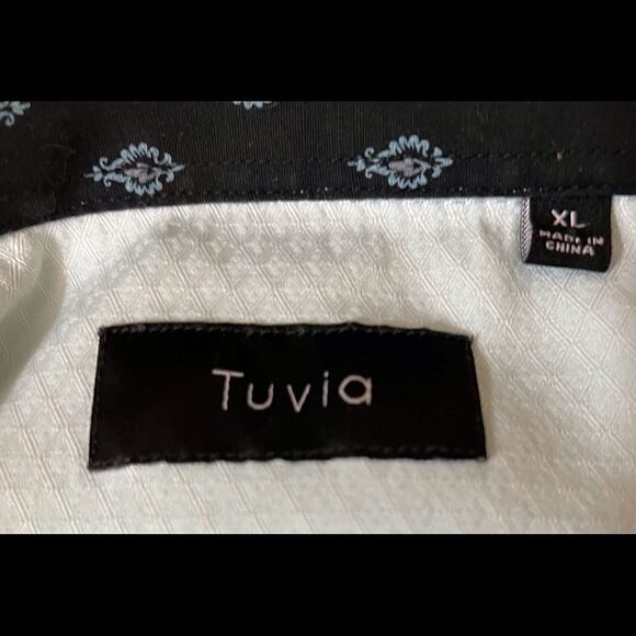 Tuvia Men’s Mint Green and Navy Dress Shirt Size XL - Picture 6 of 6